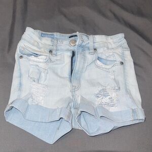 Aeropostale Light Wash Distressed Jean Shorts
